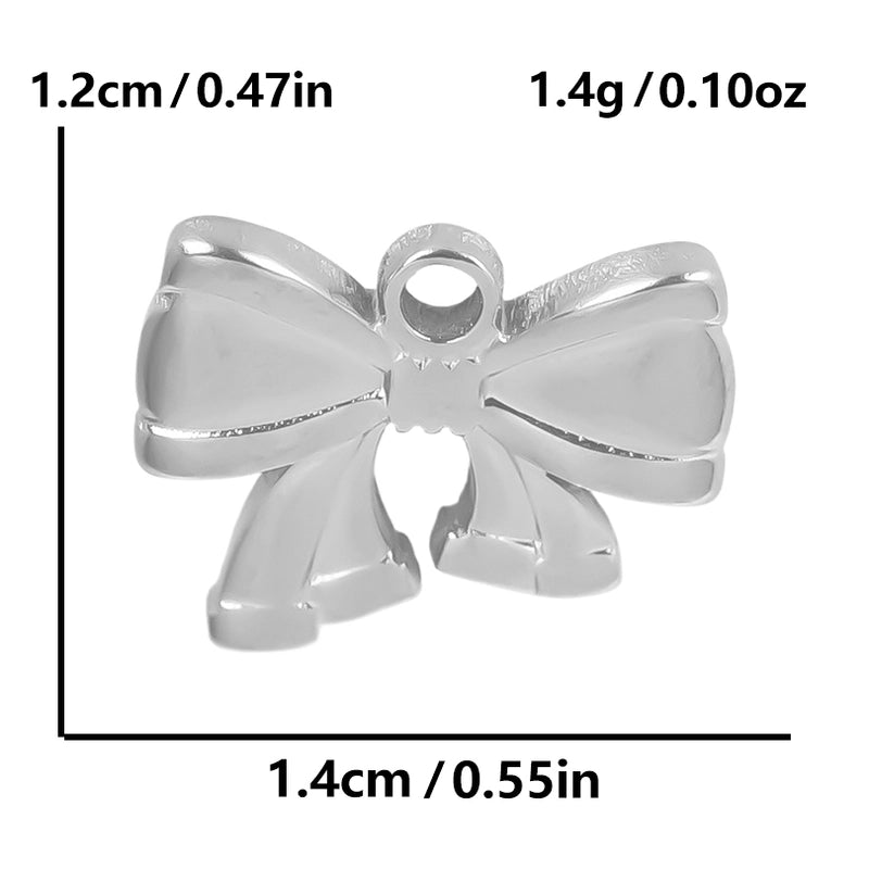 5 Pieces 28*20mm 28*42mm 33*29mm 304 Stainless Steel 18K Gold Plated Bow Knot Polished Pendant