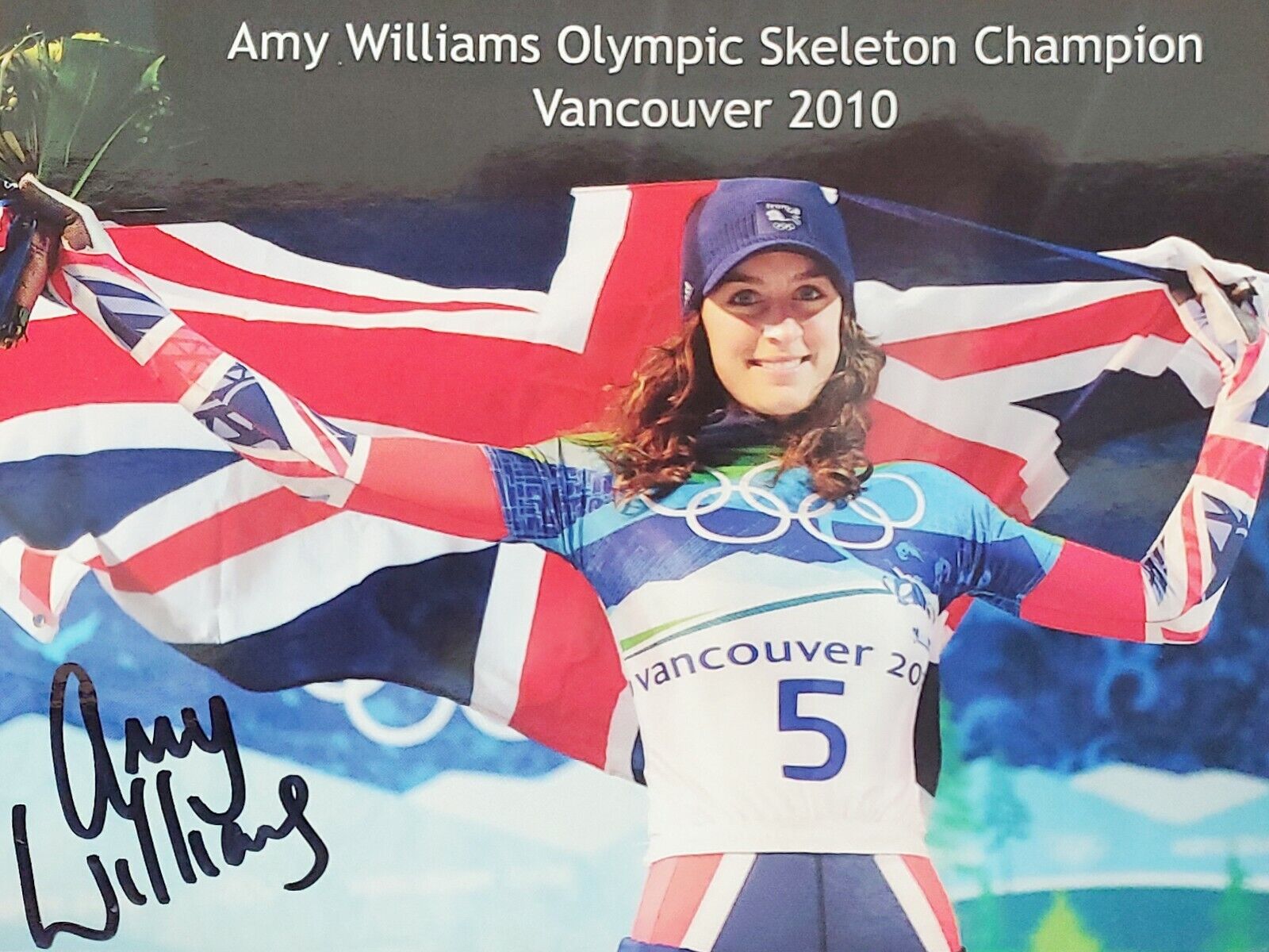 Amy Williams Hand Signed Autograph Photo Poster painting Card UK Olympic Skeleton Champion