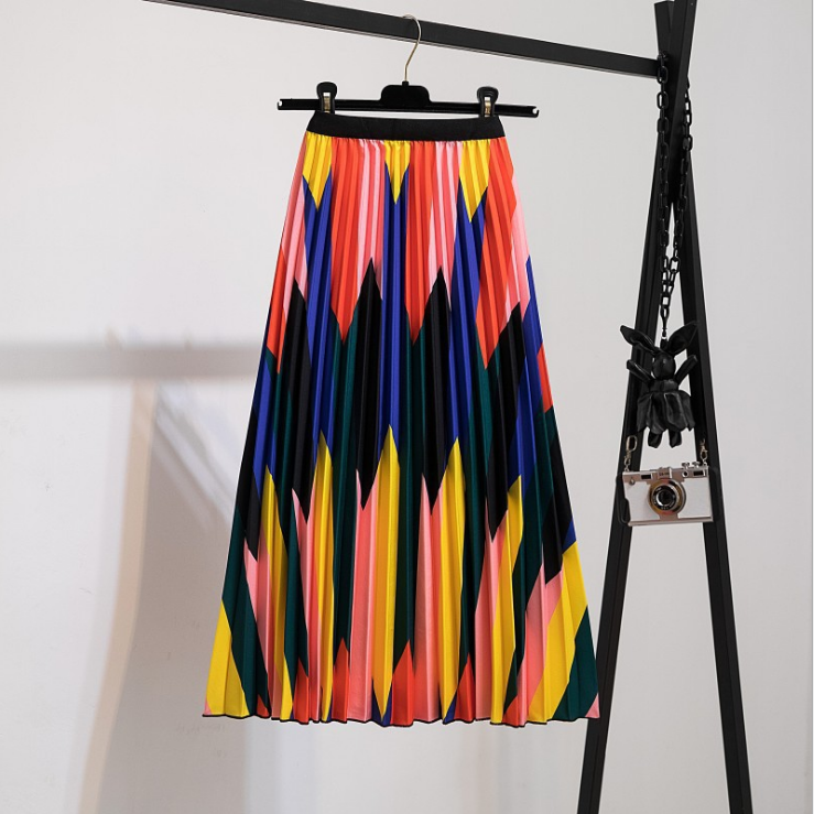 Wearshes Fashion Gradient Print Pleated Skirt