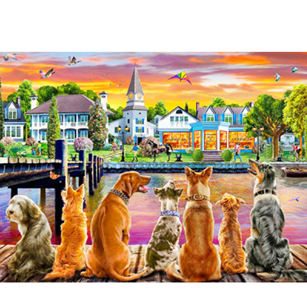 

Dogs Houses - Round Drill Diamond Painting - 40*30CM, 501 Original