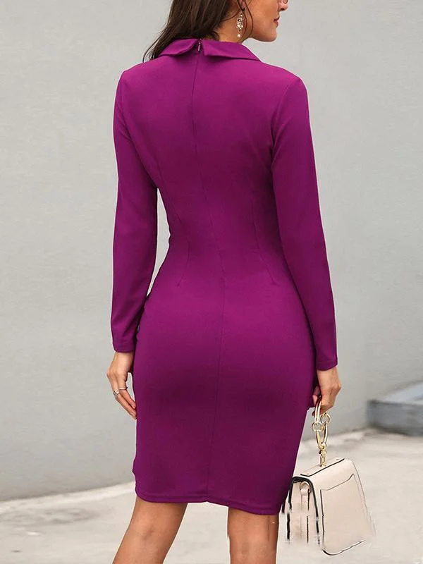 Sexy hip bottoming breasted professional dress