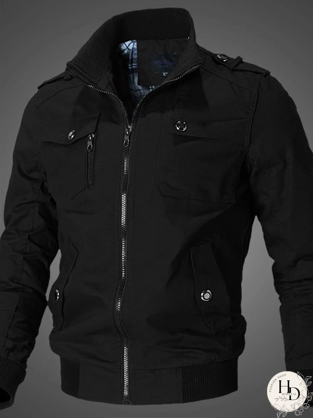 Solid Color Casual Stand Collar Men's Jacket Cotton Coat