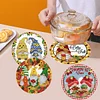 4PCS Diamond Painted Wooden Gnome Placemats Insulated Dish Mats Comes with Mats