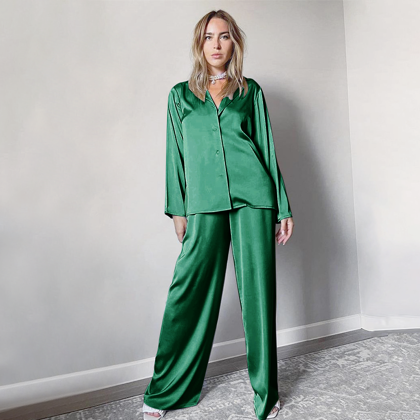 22 Momme 100 Silk Pajamas Green Silk Pajamas