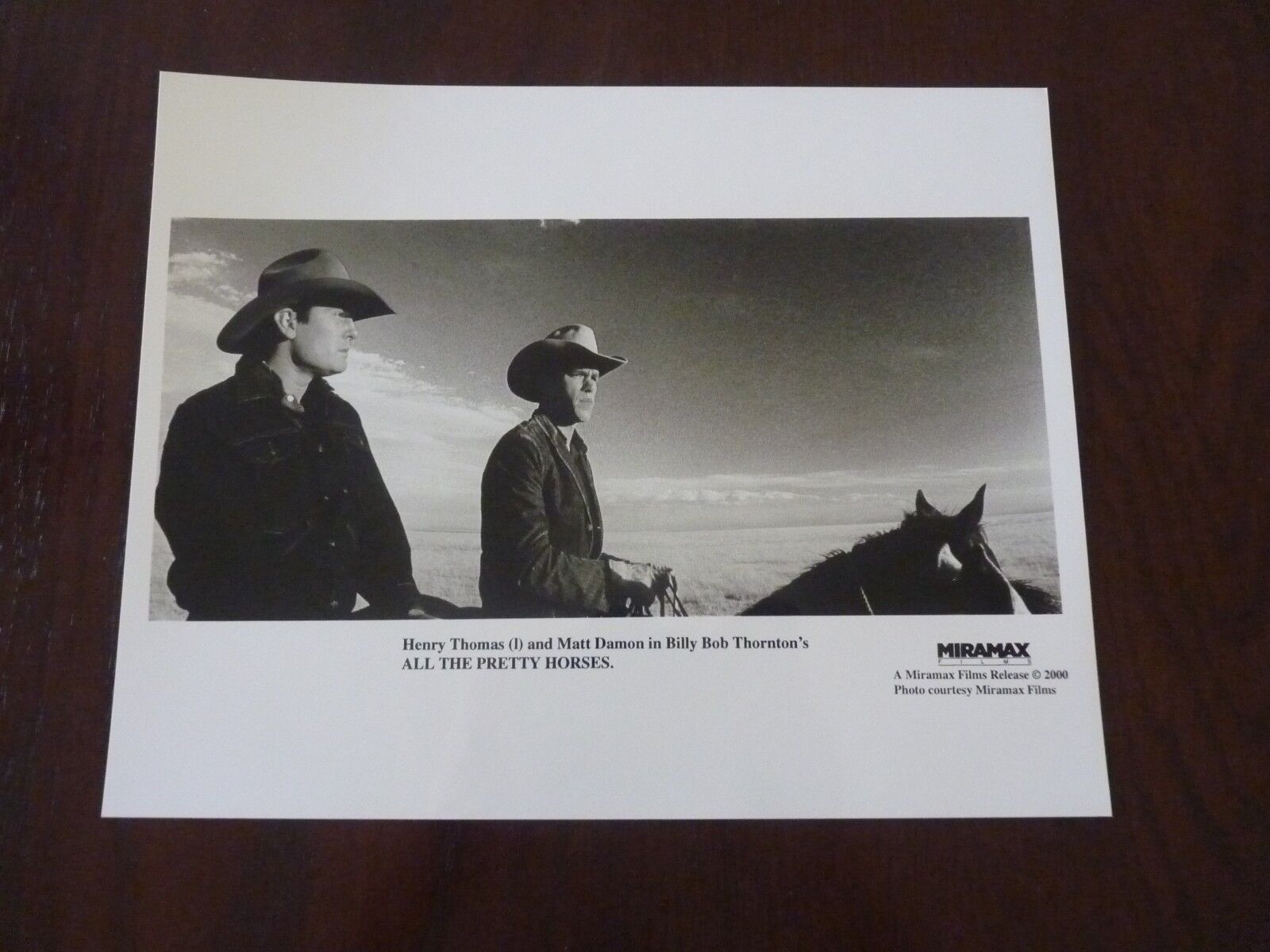 All the Pretty Horses Matt Damon Henry Thomas Thornton 8x10 B&W Promo Photo Poster painting