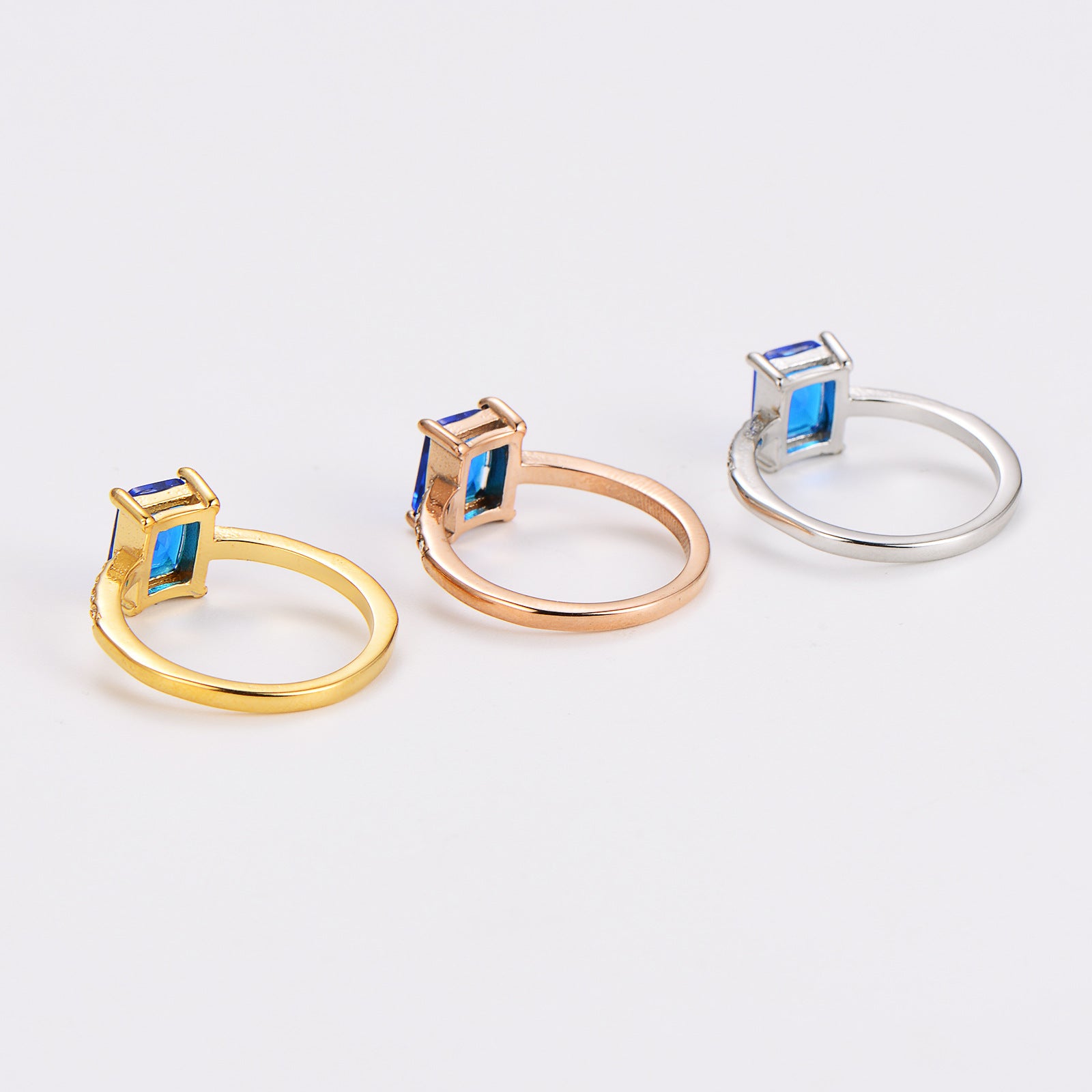 Aml Stainless Steel Square Zircon Ring Versatile Color Ring Female Stainless Steel