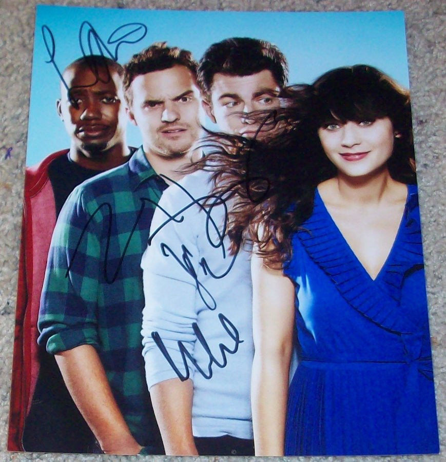 THE NEW GIRL CAST SIGNED 8x10 Photo Poster painting w/PROOF ZOOEY DESCHANEL +3 AUTOGRAPH