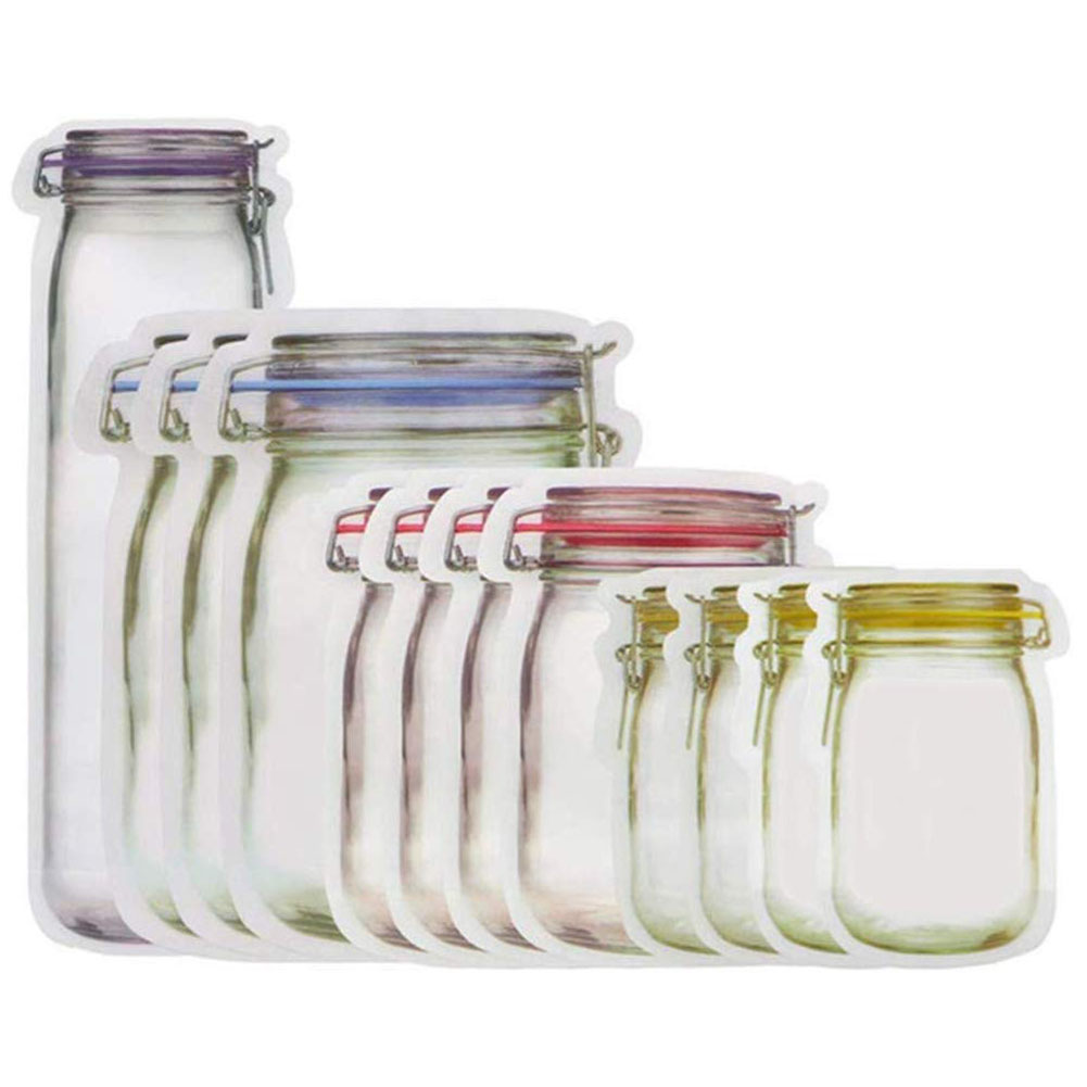

Zipper Mason Jar Bottles Seal Bags Reusable Snacks Fresh Food Storage Bag, 501 Original