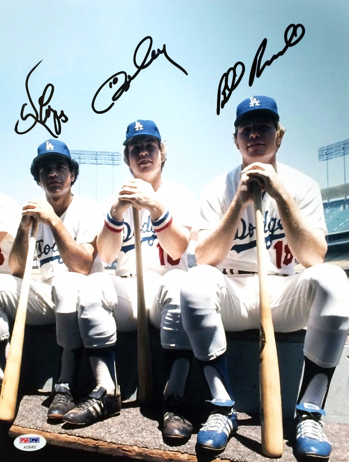 Davey Lopes Ron Cey Bill Russell Signed 11x14 Photo Poster painting PSA AC05452