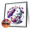 Hase und Blume - Rundbohrer Diamantmalerei - 40*40cm