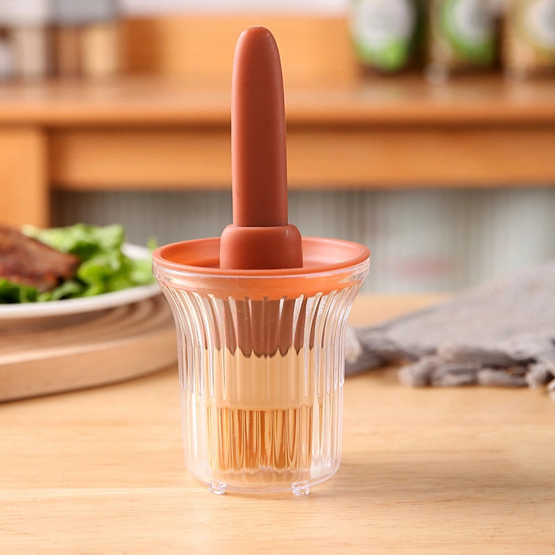 Oil Brush Household High Temperature Resistant Silicone Oil Brush With Bottle Kitchen Pancake Food Grade Barbecue Baking Integrated Oil Brush Bottle