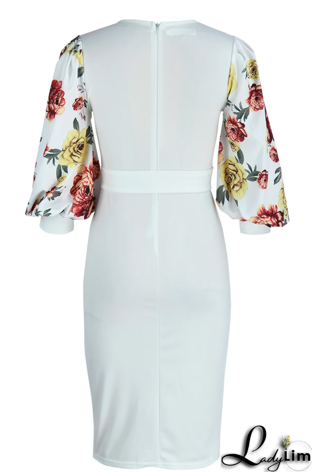 Royal Blue Fashion Print Patchwork O Neck Pencil Skirt Dresses