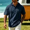Men's Casual Vacation Linen Hooded Polo Shirt by Inlyline