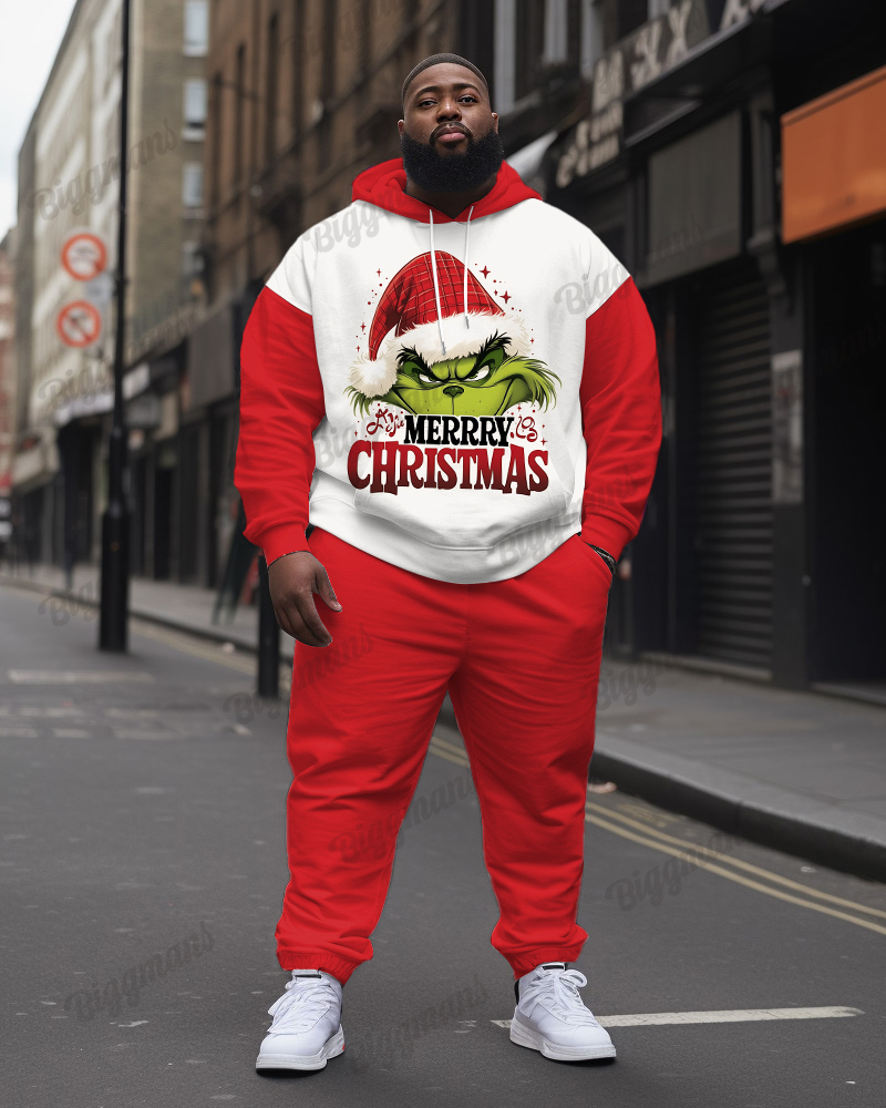 Men's Christmas Merry Christmas Green Monster Plus Size Hoodie Suit