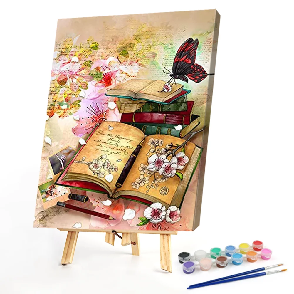 Flowers Butterflies in Books - Paint By Numbers(40*50CM)