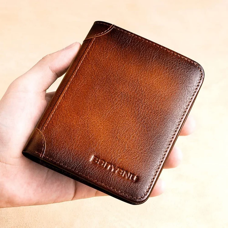 Multi-functional RFID Blocking Waterproof Durable Genuine Leather Wallet