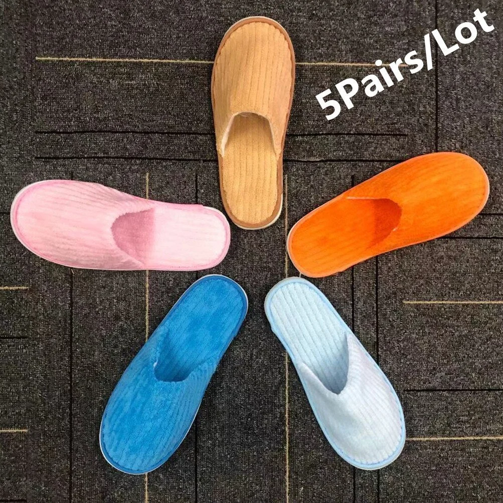 5 Pairs Winter Slippers Men Women  Hotel Disposable Slides Home Travel Sandals Hospitality Footwear One Size on Sale
