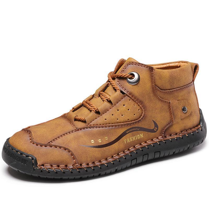 Dacomfy Men High-top British Style Leather Shoes 