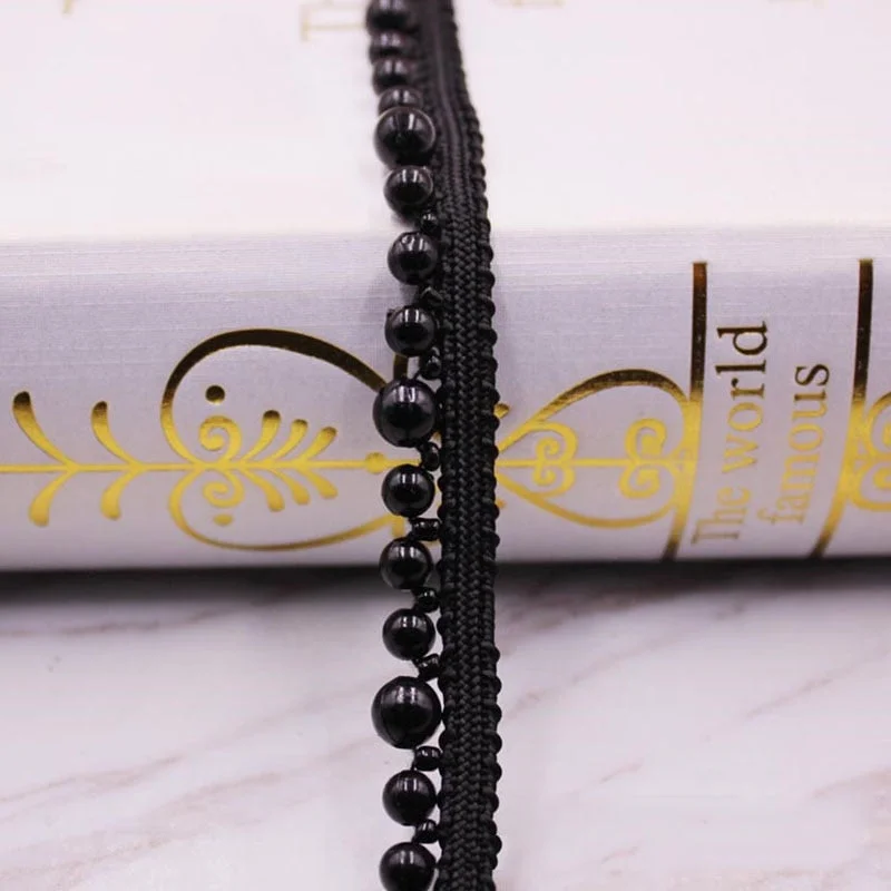 1yard/lot Vintage White/Black Beaded Lace Trim Tape Fabric Ribbon DIY Collar Sewing Garment Headdress Materials Sewing Craft