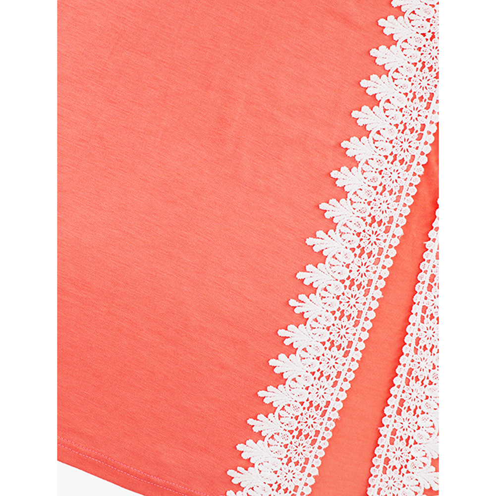 Pink Spliced Lace Trim Spaghetti Straps Dress