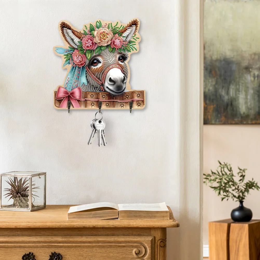 DIY Donkey 3 Hooks Diamond Painting Pet Hook Rail Diamond Art Hanging Hooks
