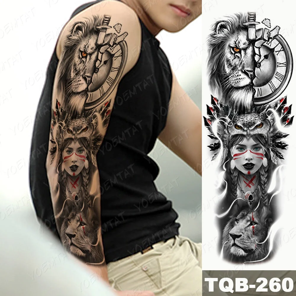 Large Arm Sleeve Tattoo Airplane soldier Pilot Waterproof Temporary Tatto Sticker Sailing Compass Body Art Full Fake Tatoo Women