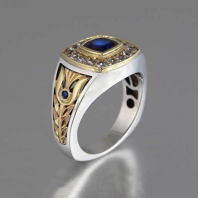 New Jewelry Retro Fashion Two-color Copper Inlaid Zircon Men's Ring