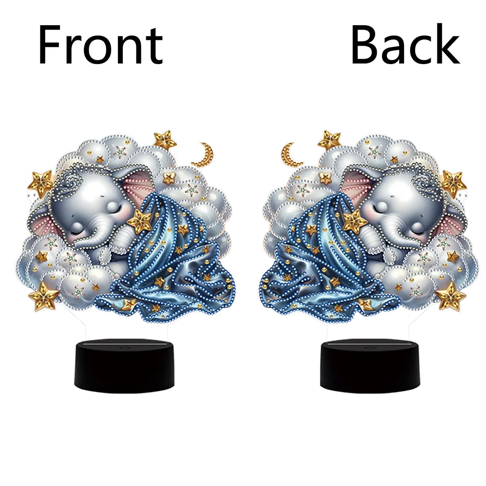 5D DIY Elephant Double Sided Diamond Painting Acrylic Night Light for Art Crafts