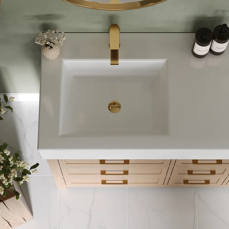Modern Bathroom Sink Faucet in Brushed Gold SFS-1122-GD | EVERSTEIN