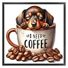 Coffee Dachshund-Partial 11CT Stamped Cross Stitch Bead Embroidery 36*36cm/14.17*14.17in tapestrymarket
