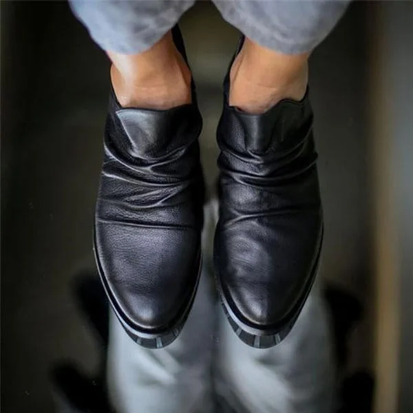 Slip-On Low Heel Casual Boots