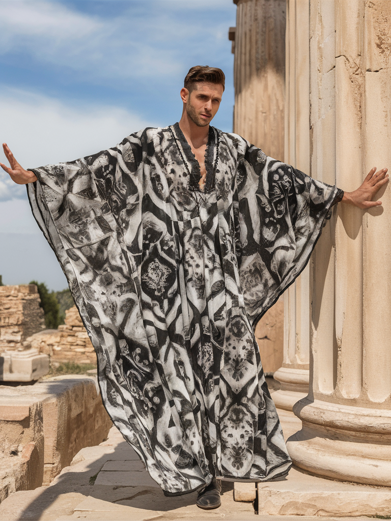 Men's V-neck Long Kaftan Caftan