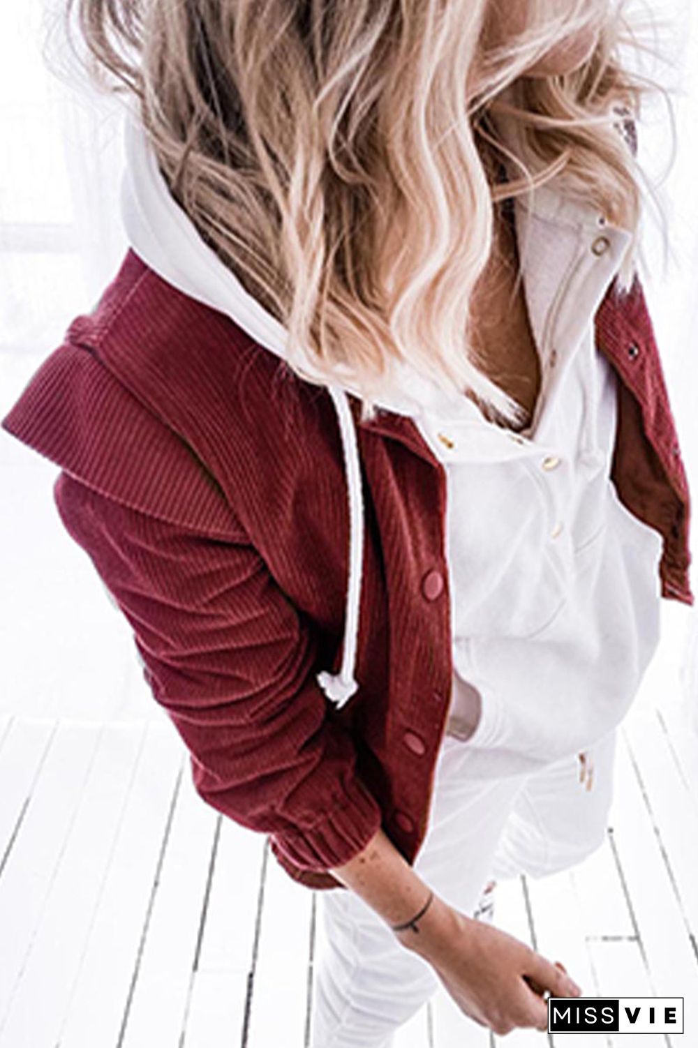 Casual Solid Patchwork Buckle Turndown Collar Outerwear(5 Colors)