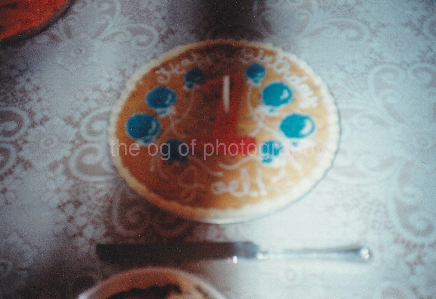 Birthday Pie ? Cake ? FOUND Photo Poster painting ColorOriginal Snapshot 87 5 N