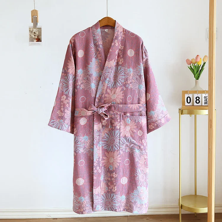 Floral Comfy V-neck Home Sleep Bathrobe Radinnoo.com