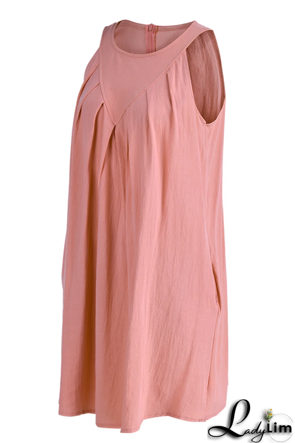 Yellow Casual Solid Patchwork O Neck Straight Dresses