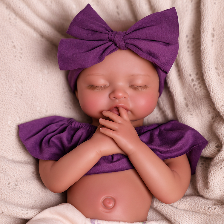 Babeside Nancy 16" Realistic Silicone Sleeping Baby African American Little Infant Girl Retaining Pacifier