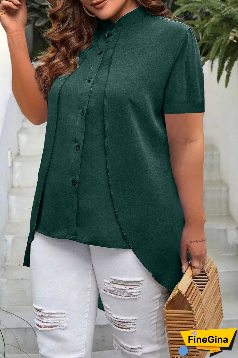 Burgundy Casual Solid Patchwork Shirt Collar Tops