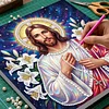 uk.everydayedeals DIY Pearl Painting With Frame - Handmade Self-Adhesive Pearls - Jesus(25*25cm)