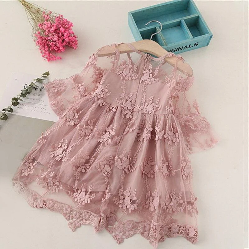 Little Girl Clothes Kids Dresses For Girls Lace Flower Dress Baby Girl Party Wedding Children Girl Princess Dress 3 5 6 8 Years