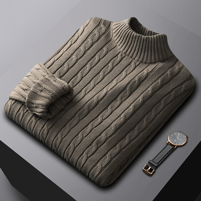Casual sweater with half turtleneck