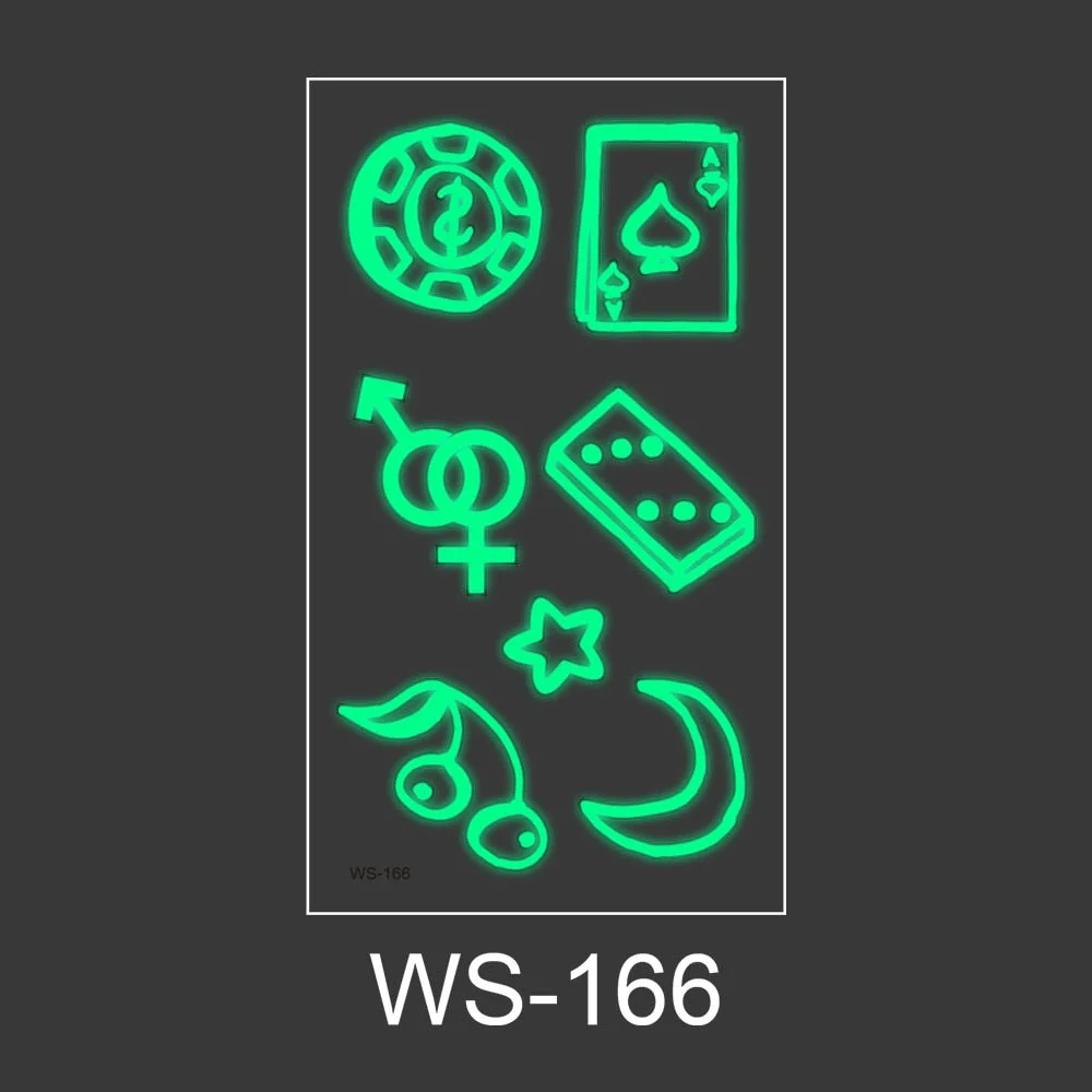 Luminous Tattoo Sticker Nightclub Bar Music Festival Carnival Tattoo Sticker Fluorescent Musical Note Glowing Cool Face Sticker