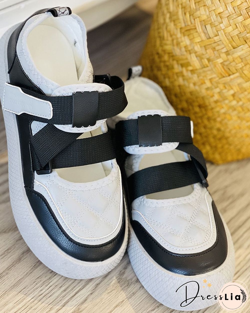 Velcro Colorblock Quilted Muffin Sneaker