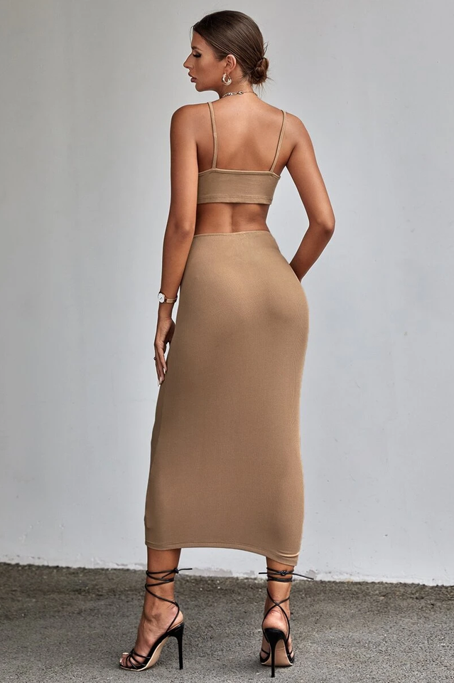 Solid Peekaboo Bodycon Dress