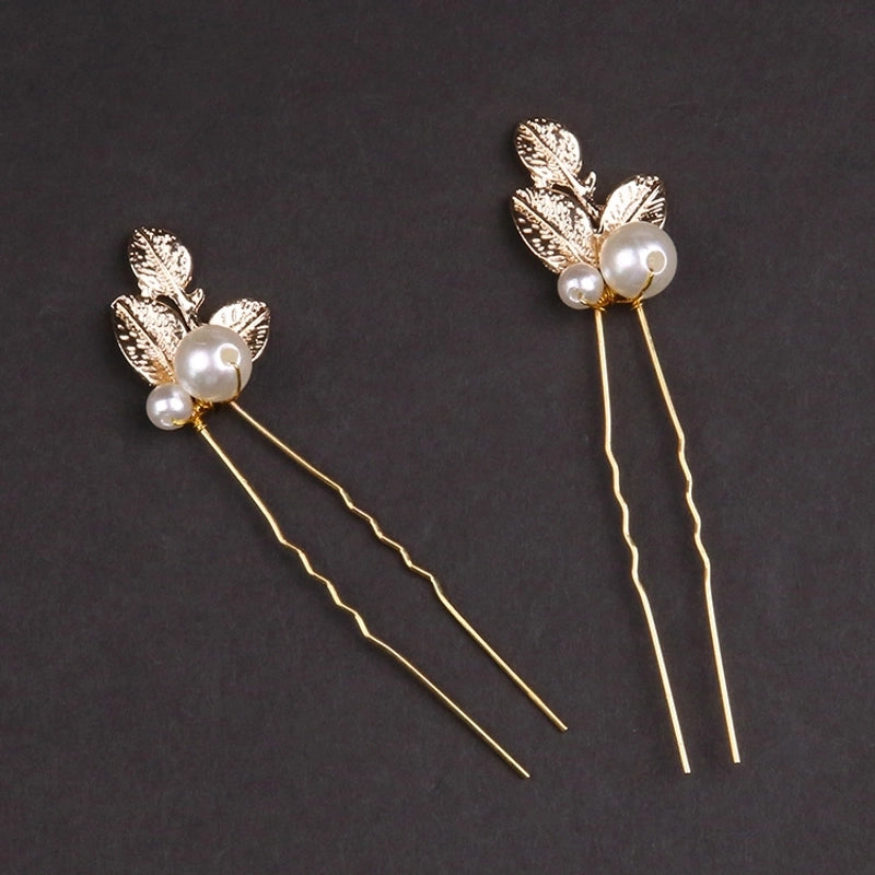 Women’s IG Style Leaves Alloy Pearl Hairpin