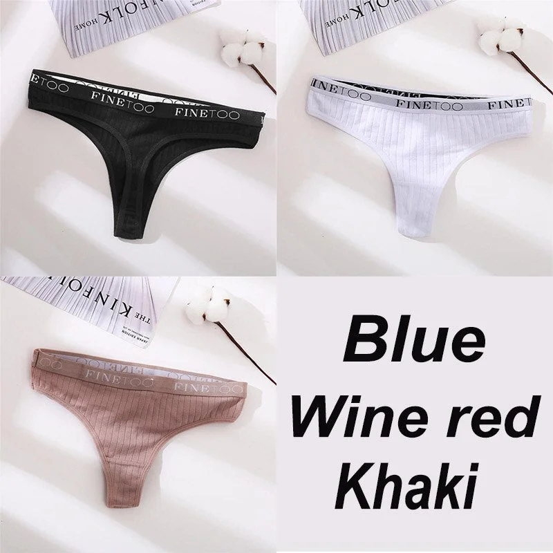 3PCS/Set Cotton Panties Female Underpants Sexy G-string Women Panties Underwear Solid Color Intimates Lingerie Thong Pantys