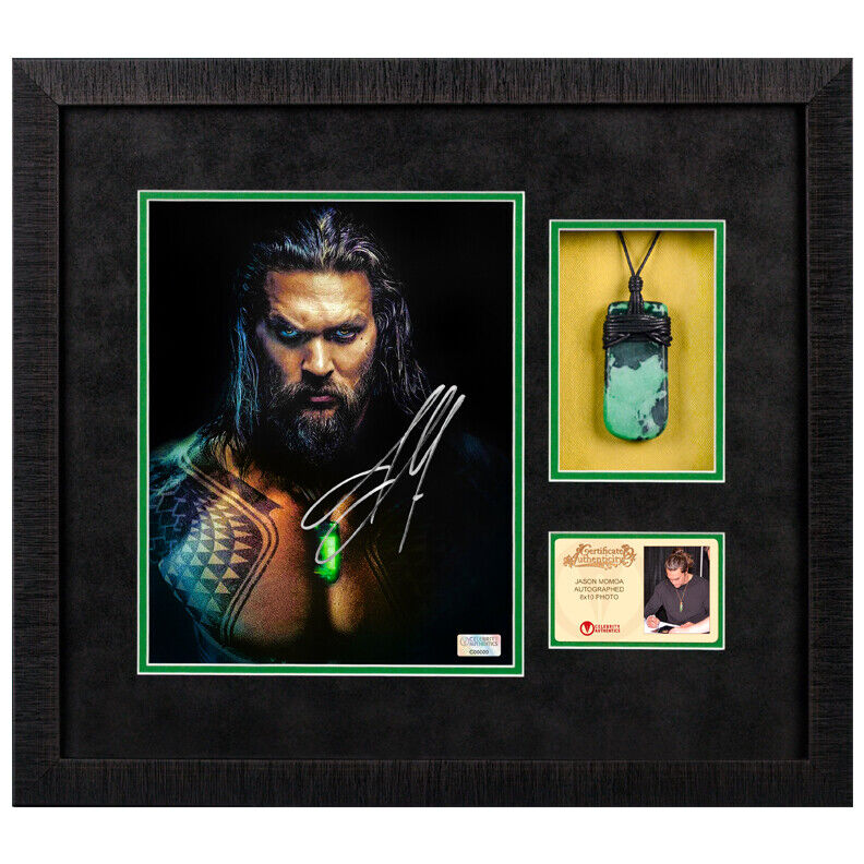 Jason Momoa Autographed 2019 Aquaman 8x10 Photo Poster painting Aquaman Pendant Framed Display