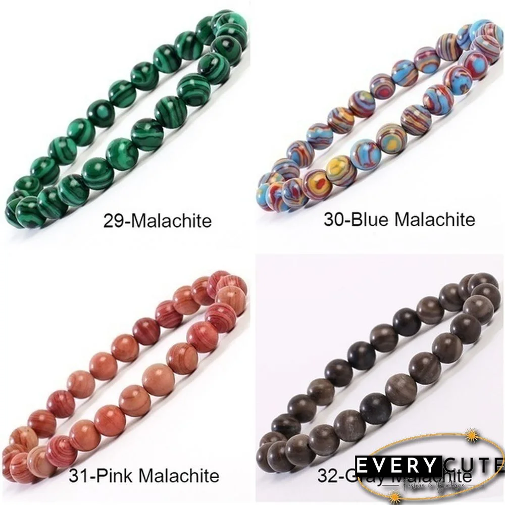 Natural Gemstone Round Beads 8mm Bracelets Apatite / Agate /amethyst /watermelon /Rose Quartz /Morgan Stone/malachite/Tiger Eye Fashion Bracelet 75 Styles