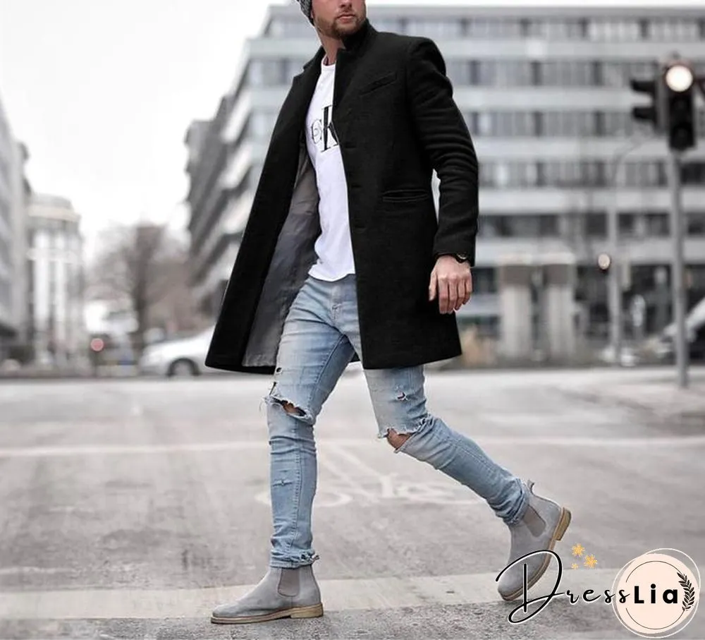 Autumn and winter fashion pure color long warm coat
