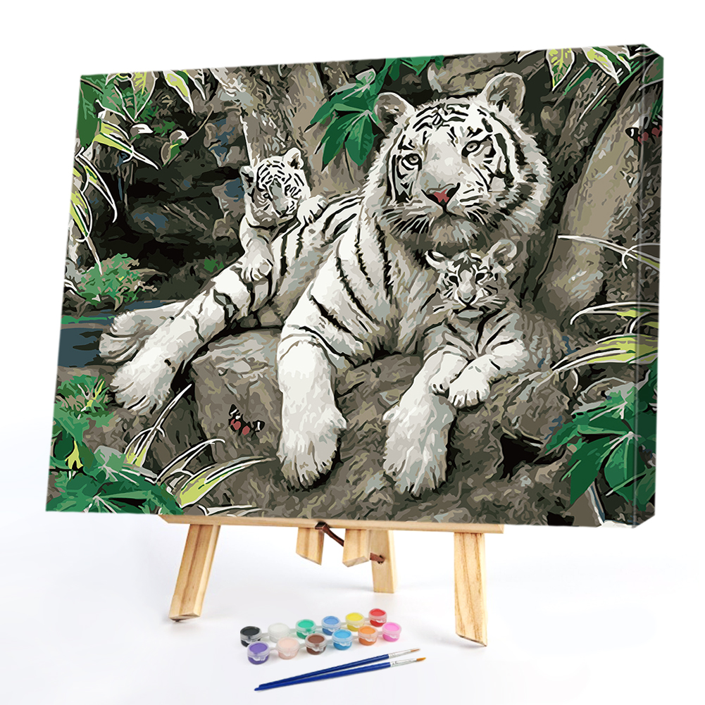 

40*50cm - Paint By Numbers - Tiger Mother and Son, 501 Original